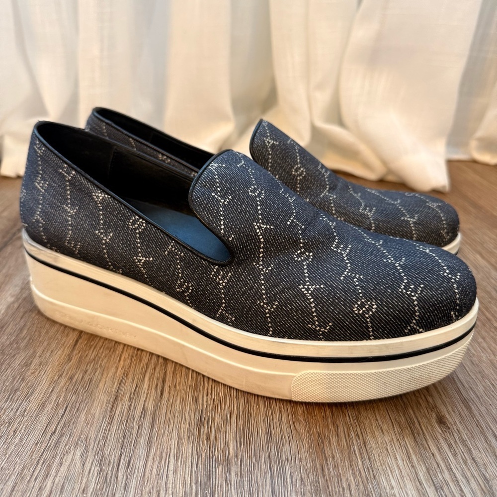 Stella McCartney Binx Slip-On Platform Sneaker Blue Logo Women's Size 9 EU 40